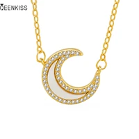 queenkiss nc620fine jewelry wholesale fashion lady girl birthday wedding moon aaazircon 18kt gold white gold pendant necklace