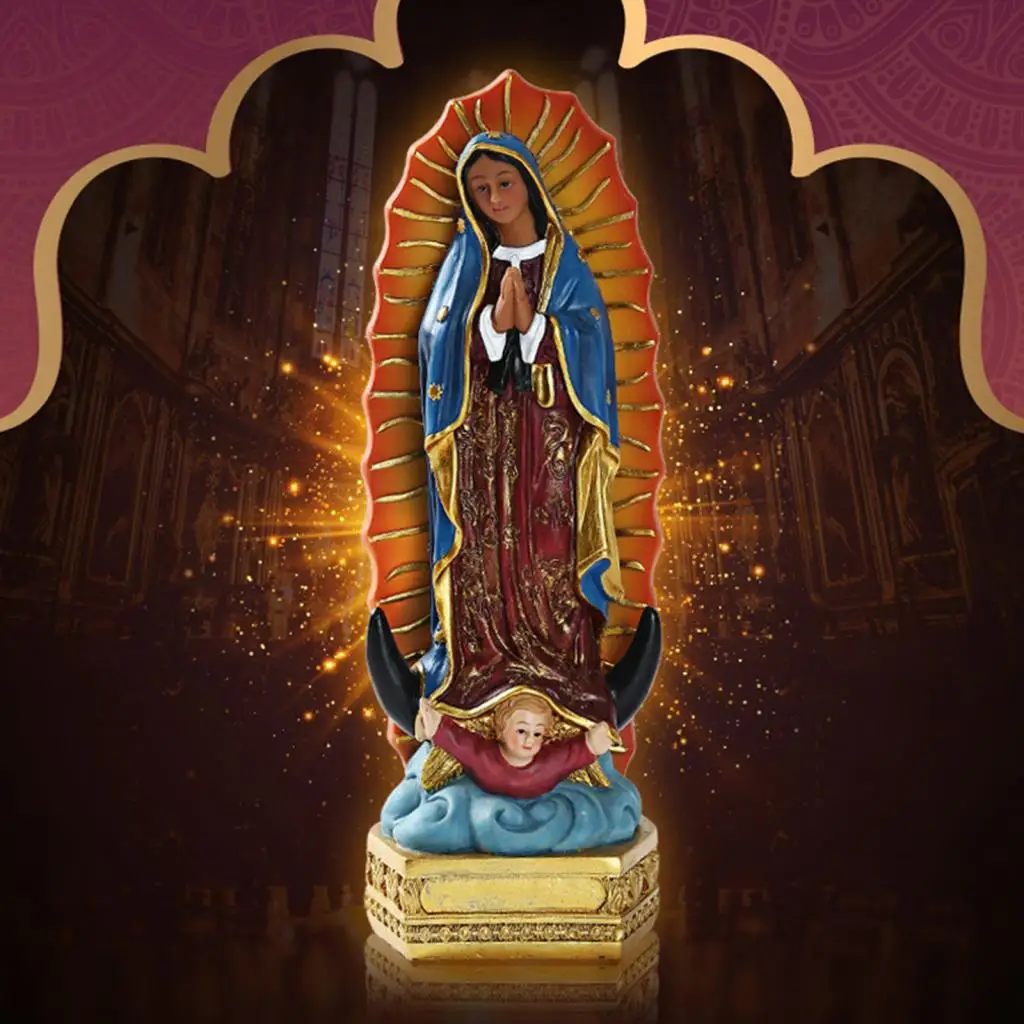 

Exquisite 8'' Guadalupe Virgin Mary Statue Sculpture Figurine Gift Xmas Decor