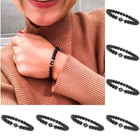 trendy a z letter bracelets jewelry 6mm black beads bracelets for men women couple gift