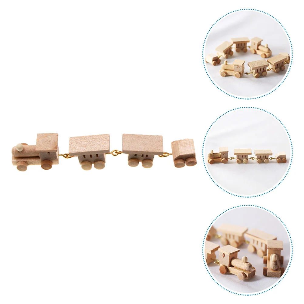 

1pc Wooden Train Adornment Shopwindow Desk Ornament for Kids Doll House Decor