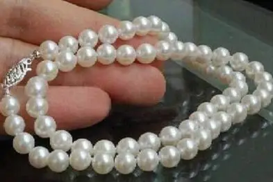 

noble jewelry AAA 5-6mm WHITE Freshwater Cultured PEARLS NECKLACE 17" FR242 DIY women hot sale jewelry