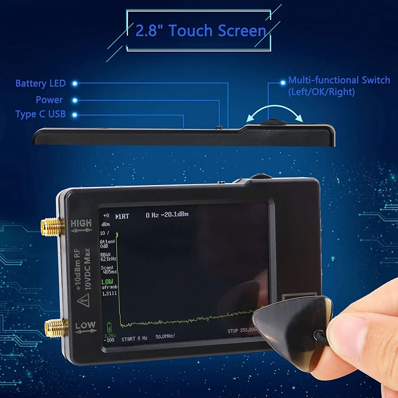 Улучшенный анализатор спектра TinySA вход MF/HF/VHF UHF Для 0 1-350 МГц и для 240-960 генератор