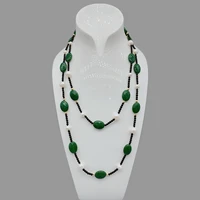 folisaunique round white pearls oval green agate necklace for women birthday gift gold filled beads 3mm black onyx long necklace