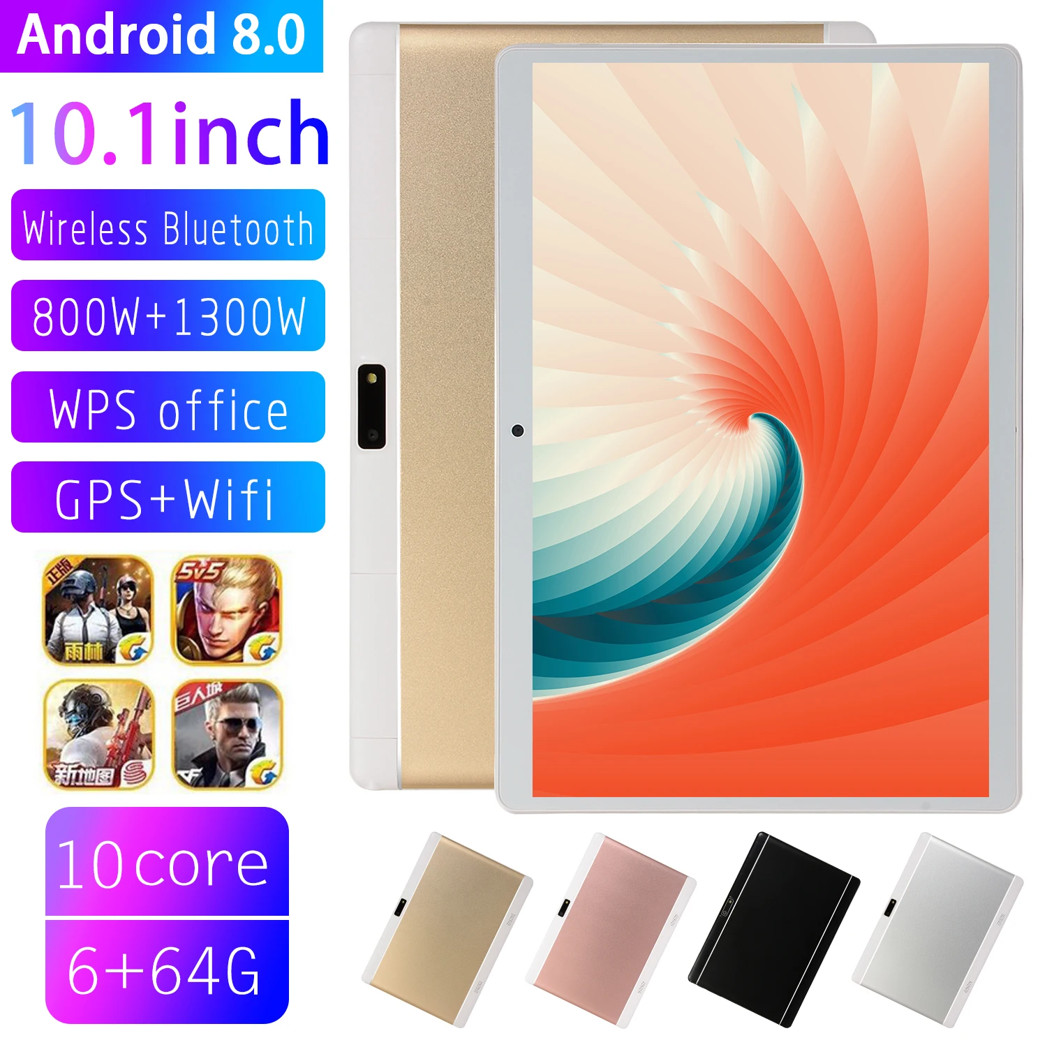 

8+128GB Tablet 10Inch Gorgeous Screen High Speed WIFI 1960*1080 8+13MP Wireless Bluetooth 4.1 Android8 Dual SIM And Dual Standby