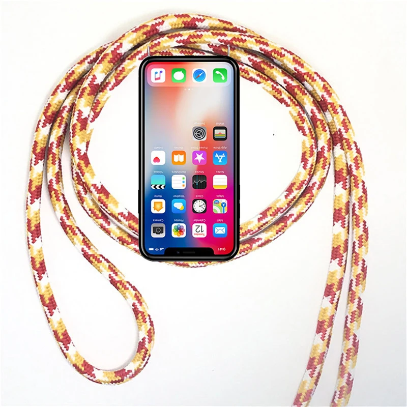 10Red-White Luxury Cross Shoulder Strap Rope Soft TPU Case for Motorola Moto G2 G3 G4 G5 G5S G6 Plus G7 Power Play Necklace Cover - Цвет: 10Red-White