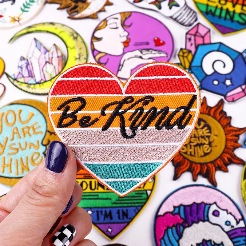 Нашивки с вышивкой надписью Love Heart на одежду аппликация Мультяшные волны патчи