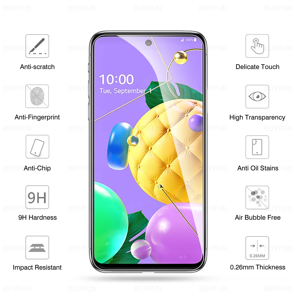 Защитное стекло для LG K52 3 шт. устойчивое к царапинам K 52 lmk520 lm-k520 HD полное покрытие