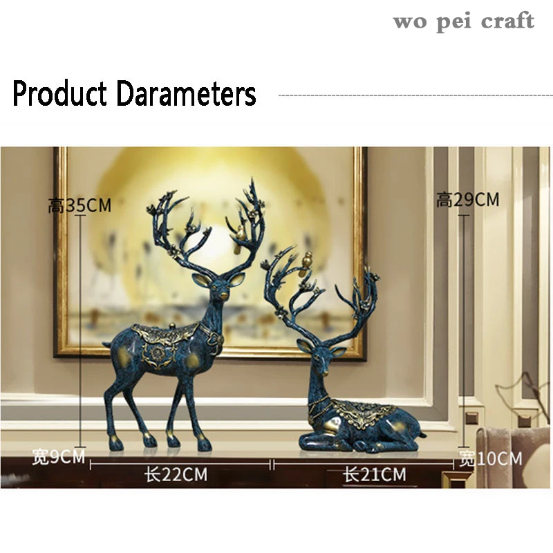 

2pcs-set Nordic Animal Ornaments Painted Deer Adornment Resin Figurines Desk Decorations Home Decoration Accessories Modern