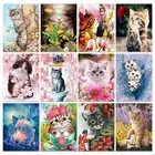 GATYZTORY Рисование по номерам на холсте с рамкой Diy Набор для взрослых кошка Рисование акриловая краска Картина маслом окрашивание по номерам