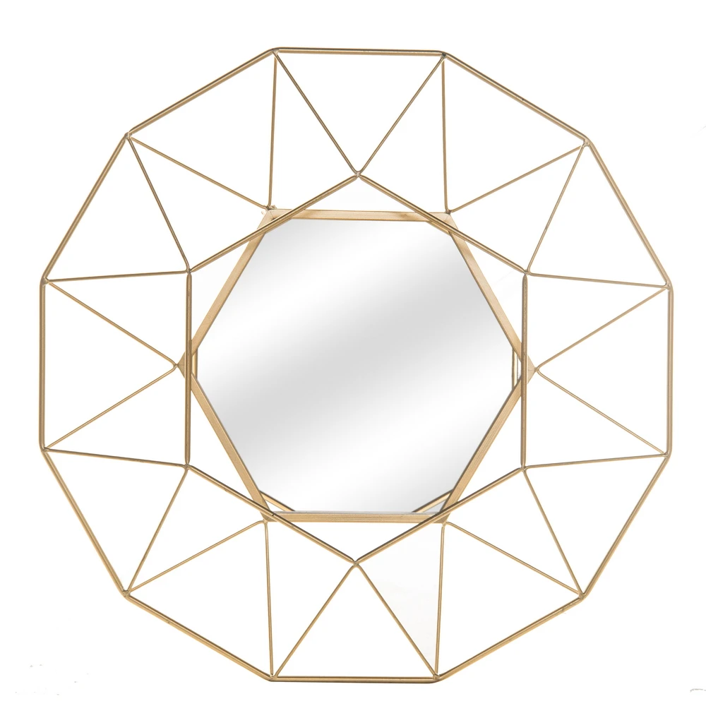 

Artisasset Radial Round Hexagon Mirror Iron Wall Mirror High-Quality Flat Decorative Mirror 25.5In Golden[US-Stock]