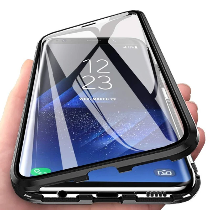 

Double Sided Glass Cover Magnetic Metal Case For Samsung Galaxy S23 S22 S21 S20 S10Plus Note 20 22Ultra S20FE A51 A71 A14 A53
