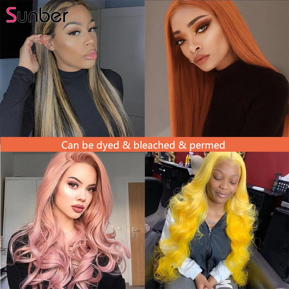 

Sunber Ombre Blonde Human Hair Wigs 150% Density T4/613 12-22 Inch 13*4/6 360 Lace Front Brazilian Body Wave Hair Wigs