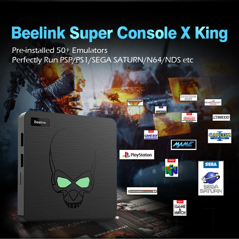 Ретро-консоль для видеоигр Beelink супер консоль X King PSP/PS1/SS/N64 Android 9 ТВ-приставка