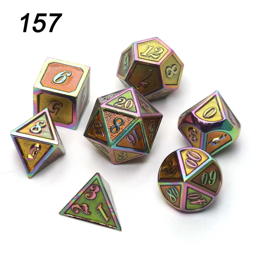 157 Chengshuo игральные кости DND Металл РГП набор многогранных подземелья и дракон черный настольные игры цинковый сплав цифровые кости шаблон d12 d20 - Цвет: 157