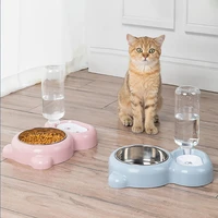 not wet mouth cat automatic water bowl dog double food feeder drinking large capacity dish dispenser pet feeding container