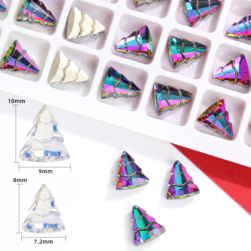 

10/20Pcs Nail Rhinestone New Design Manicure Decoration Christmas Tree Crystal Clear Nail Stickers Loose Diy Crafts Patches
