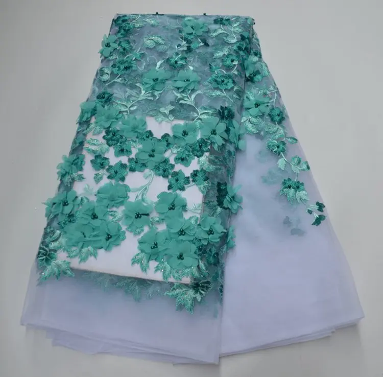 

3D Flower Net Lace French With Beads Stones For Wedding 2020SS AG6346