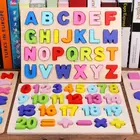 Детские деревянные 3D алфавитные цифры головоломки детские красочные Обучающие буквы цифровые геометрические Развивающие деревянные игрушки Дошкольный подарок