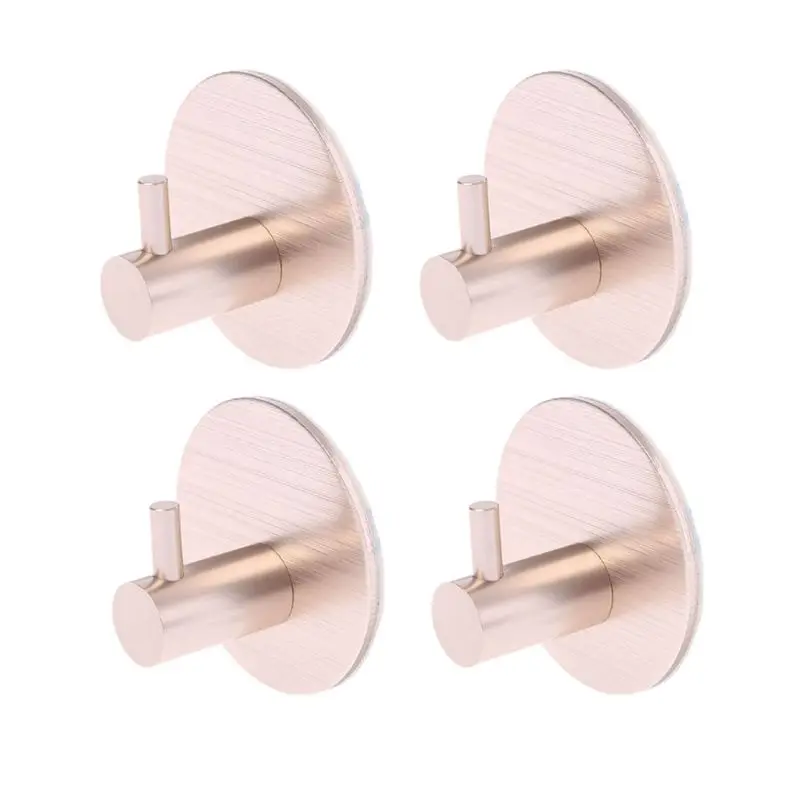 

4 Pcs Round Self Adhesive Hooks Home Kitchen Wall Door Hook Clothes Coat Bag Key Hanger Bathroom Towel Holder Storage Aluminum
