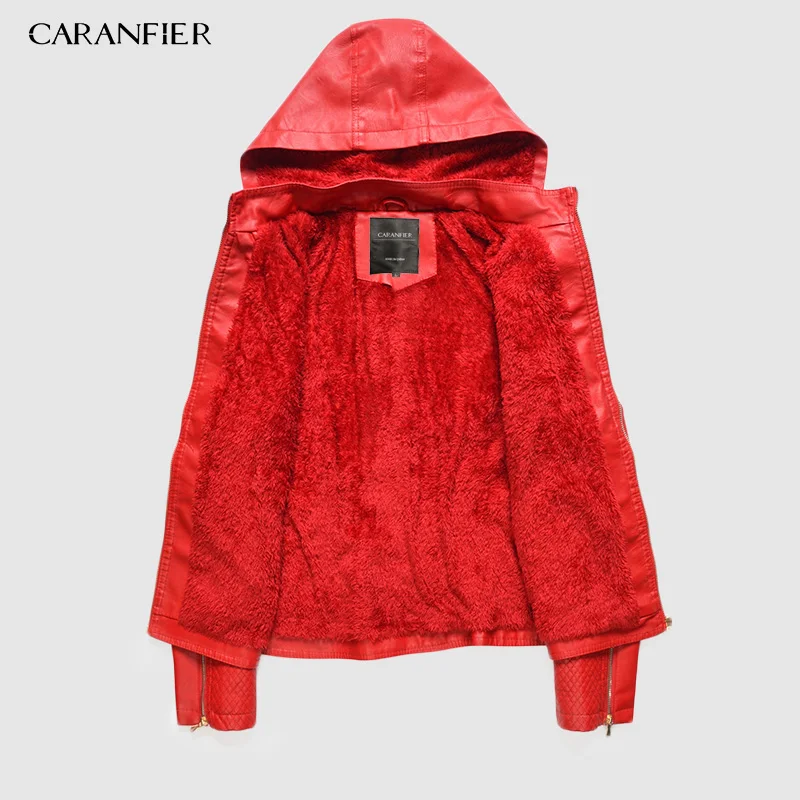 CARANFIER 2019 зимняя куртка из искусственной кожи женские толстовки Осенняя