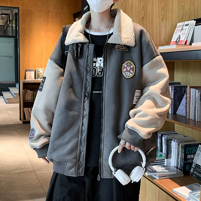 

Privathinker New Winter Lamb Wool Fleece Men Winter Jackets Harajuku Loose Parkas Fashion Hip Hop Zippers Male Casual Coats