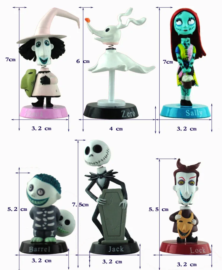 6 шт. игрушка Кошмар перед Рождеством|figure toy|nightmare beforejack sally |