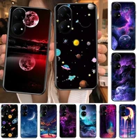 2021 starry sky moon planet phone case for huawei p50 p40 p30 p20 10 9 8 lite e pro plus black etui coque painting hoesjes comic
