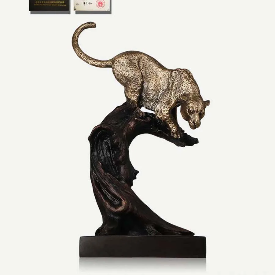 

50cm Large NEW Home store Company TOP COOL business decorative art GOOD LUCK Cheetah leopard BRONZE Sculpture Statue