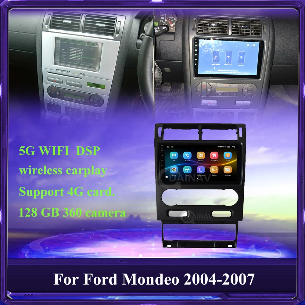 

Автомобильное радио 128 ГБ carplay, стерео, для Ford Mondeo 2004, 2005, 2006, 2007, автомобильное радио, GPS-навигация, мультимедийный DVD-плеер, 2 din, dvd