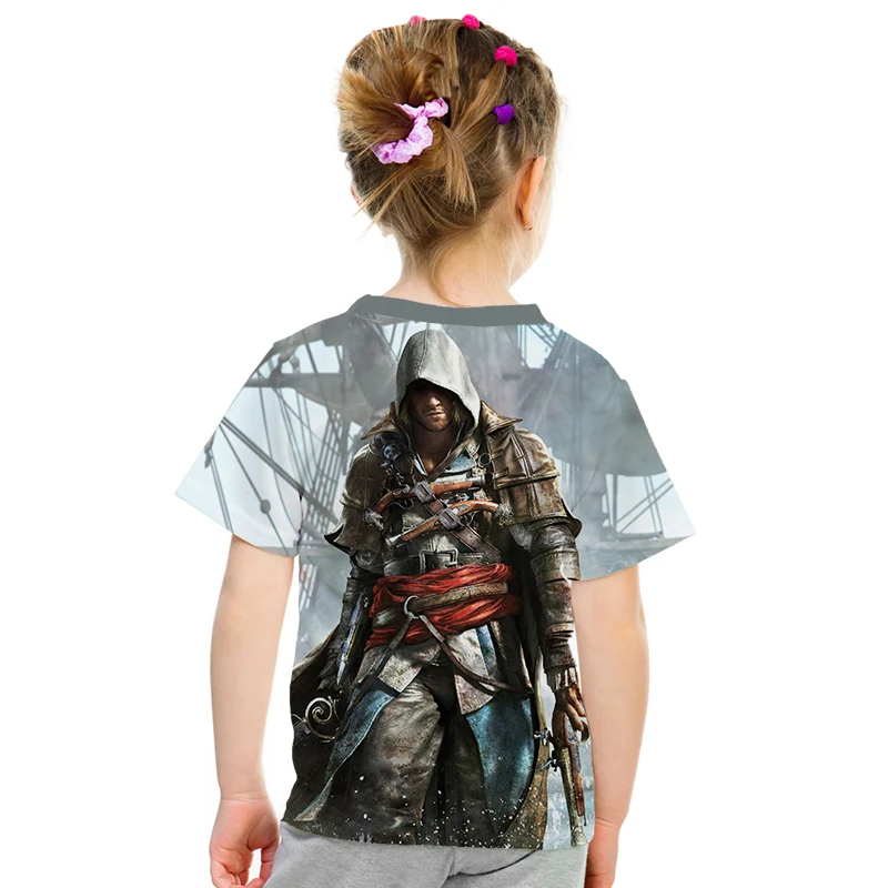 Assassin's Creed/детская одежда для активного отдыха с 3d принтом, приталенная рубашка для мальчиков и девочек, Детская футболка с короткими рукавами, 3D