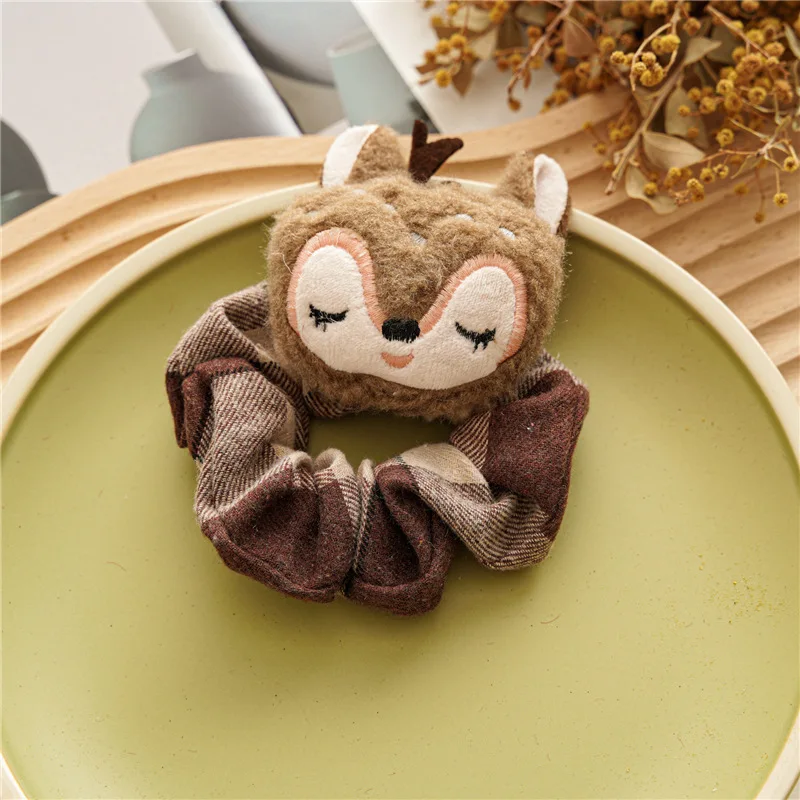 

Christmas New Elk Elastic Thick Hair Ties Hairband Headband Plaid Lovely Hair Accessories Cartoon Hair Bands Women Hair Rope