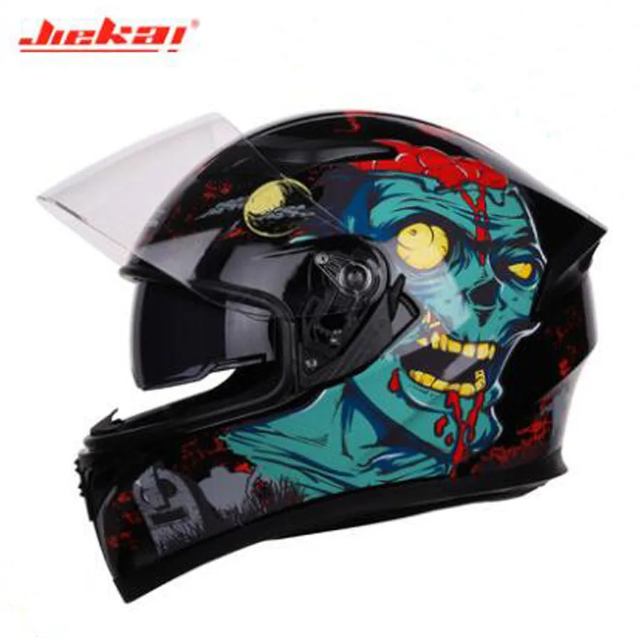 JIEKAI полное лицо с прозрачными противотуманными линзами мотоциклетные шлемы для