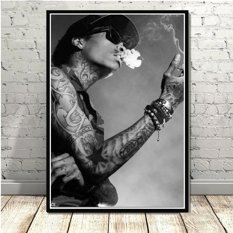 

New Wiz Khalifa Poster Prints Rapper Singer Hip Hop Music Star Oil Painting Canvas Art Wall Pictures For Living Room Home Decor