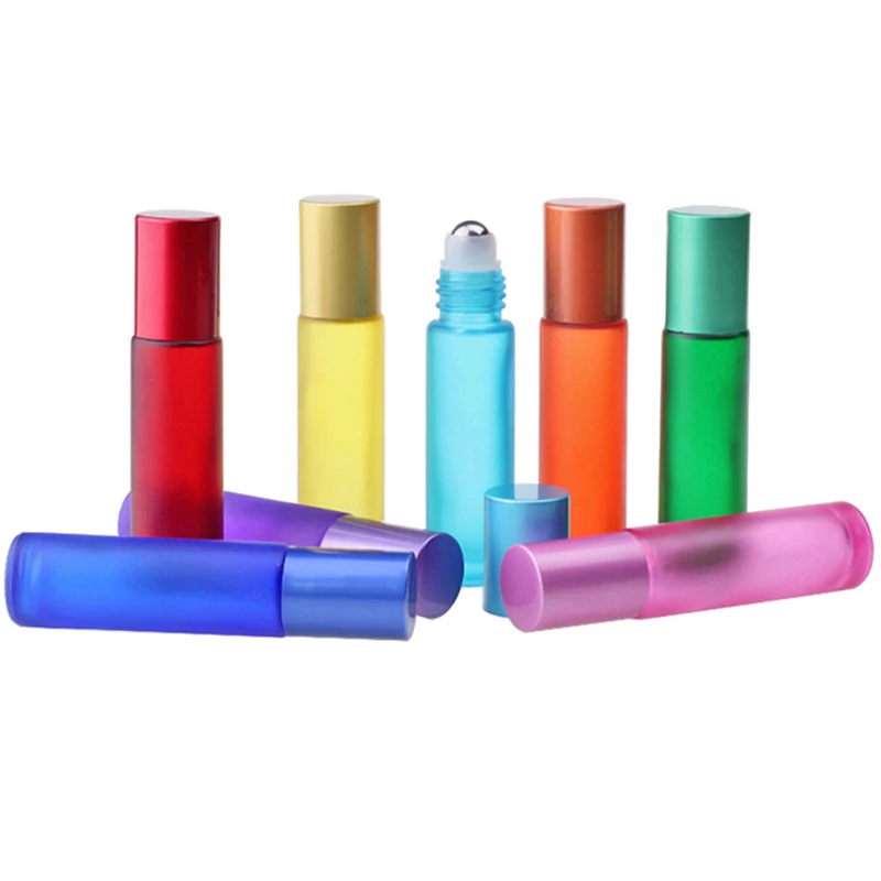 

10ml Gradient Color Thick Glass Roll On Essential Oil Empty Perfume Bottle Roller Ball Bottle Durable For Travel