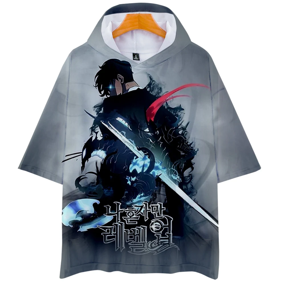 

Solo Leveling Tshirt 3D Men's Women Hooded T-shirt Summer Short Sleeve Cartoon Streetwear 2021 Korean Manga Casual Clothes