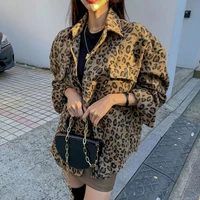 2021 spring vintage leopard jacket plus size loose casual leopard female coat winter tops woman clothes elegant outwear indie
