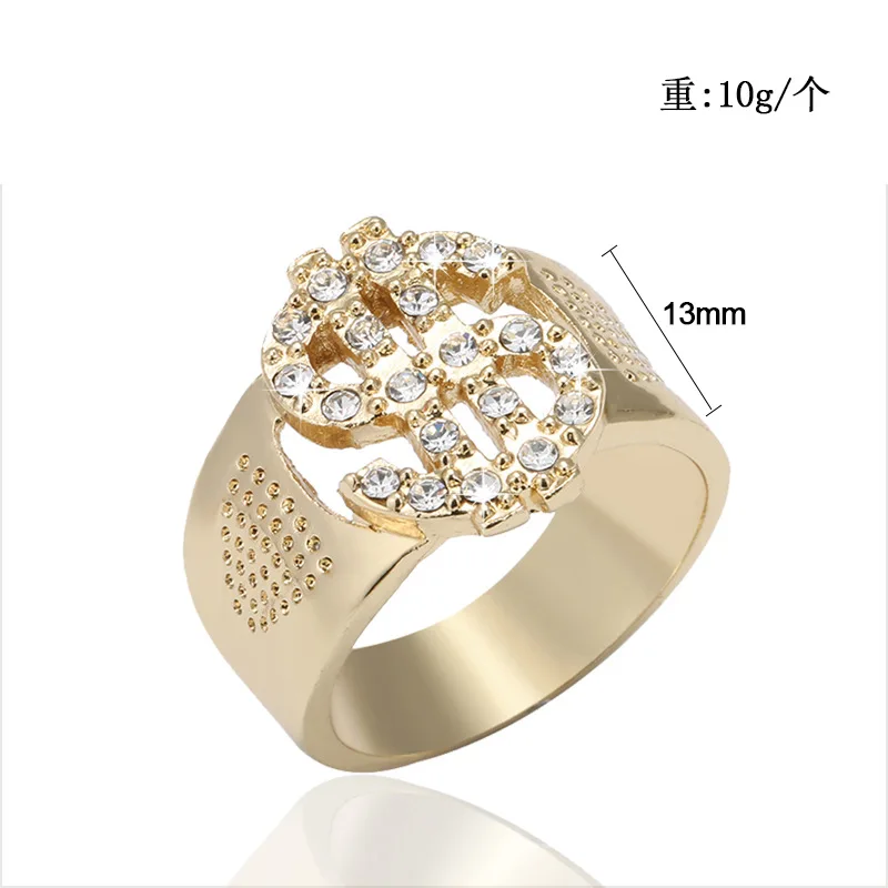 Кольцо мужское в стиле хип-хоп классическое ажурное украшение виде знака доллара