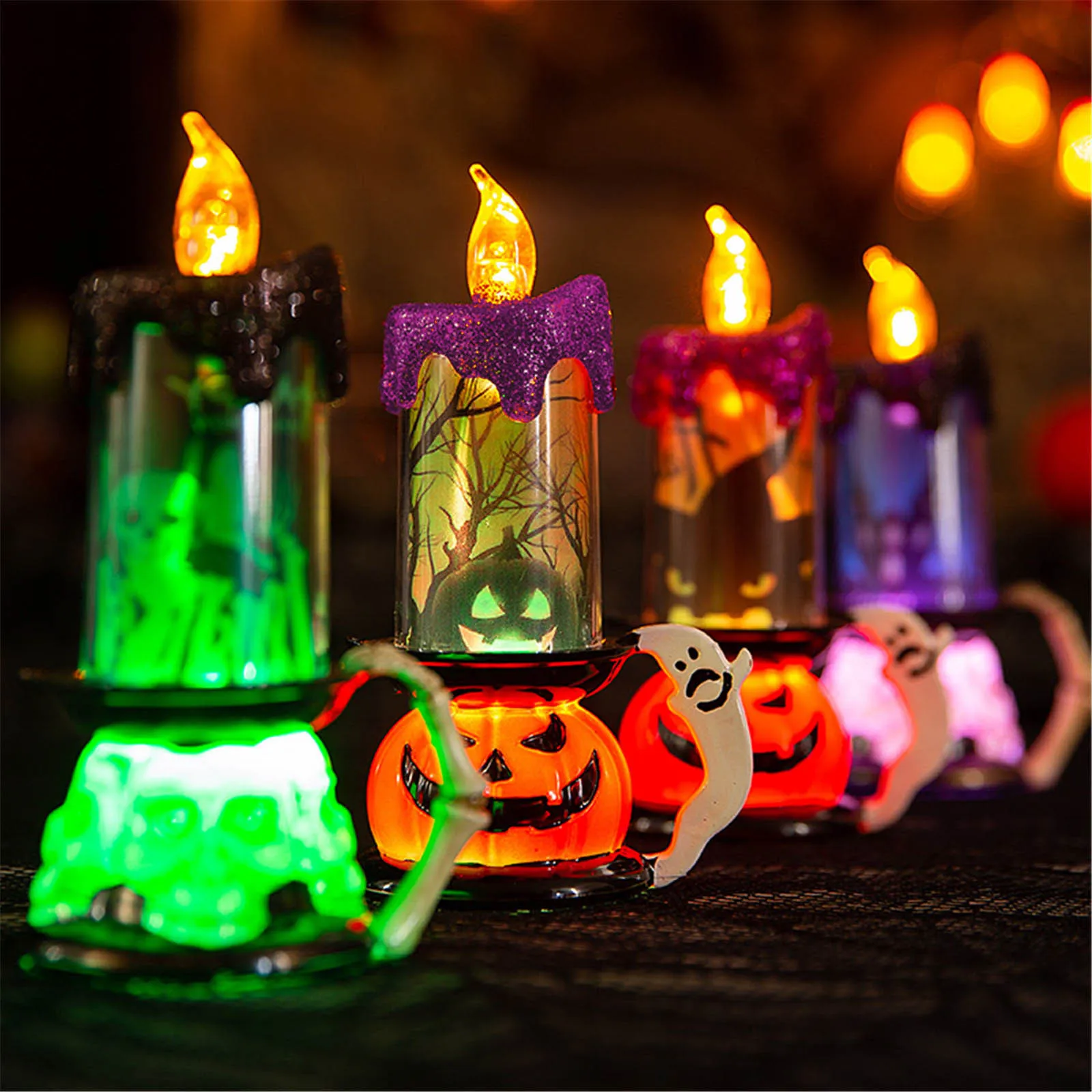 

Halloween Skull Skeletal Hand Holder Candle Light Decoration Party Lamps Prop Happy Halloween Festival Decoration Candle Lights