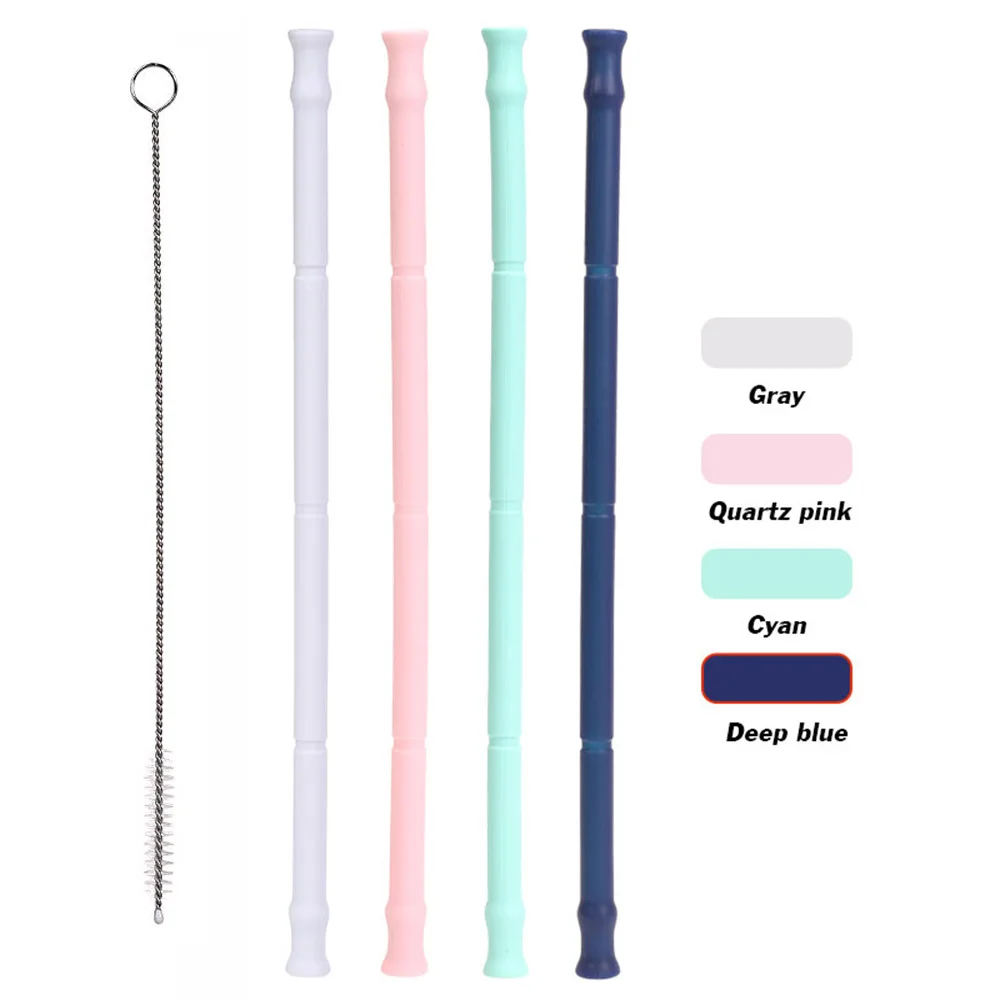 Складная Силиконовая солома многоразовая Солома для питья с чехлом переноски и