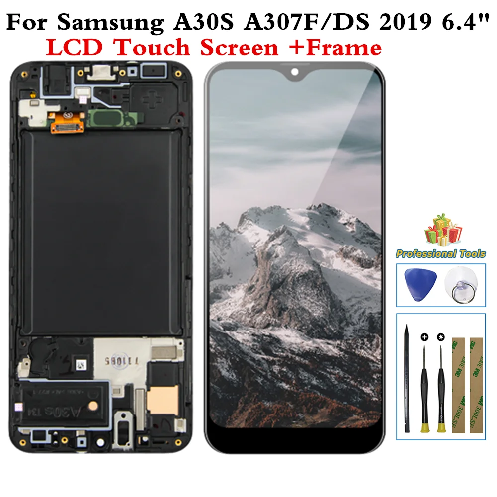

Сенсорный ЖК-экран для Samsung Galaxy A30S 2019 A307 SM-A307 SM-A307F/DS SM-A307FN/DS SM-A307G/DS дисплей дигитайзер рамка в сборе