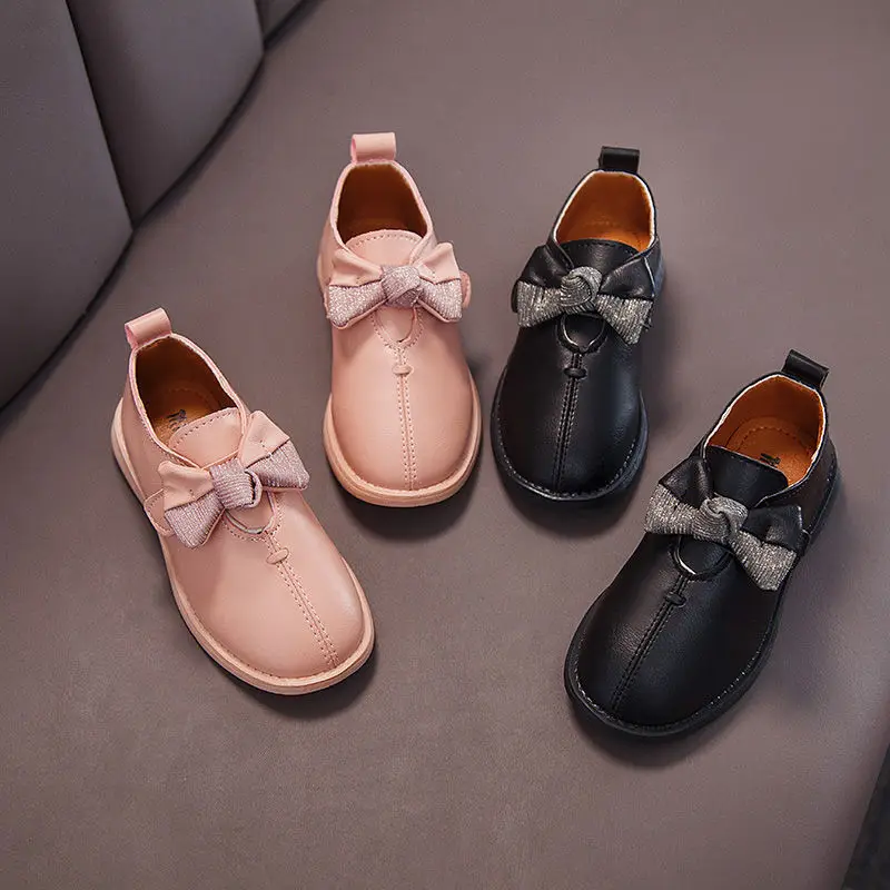 Обувь принцессы для девочек кожаная обувь маленьких осень 2021 детская модная на