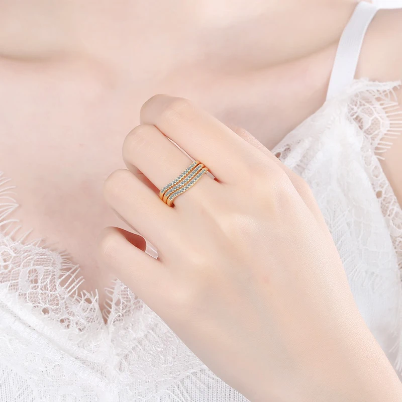 

Fashion Rings for Women 925 Silver Jewelry with Cubic Zirconia Gemstone Charm Open Finger Ring Wedding Engagement Accessories