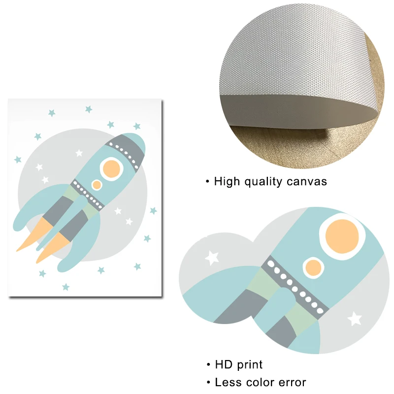Детский Настенный холст картина космонавтом космическая ракета большой плакат в