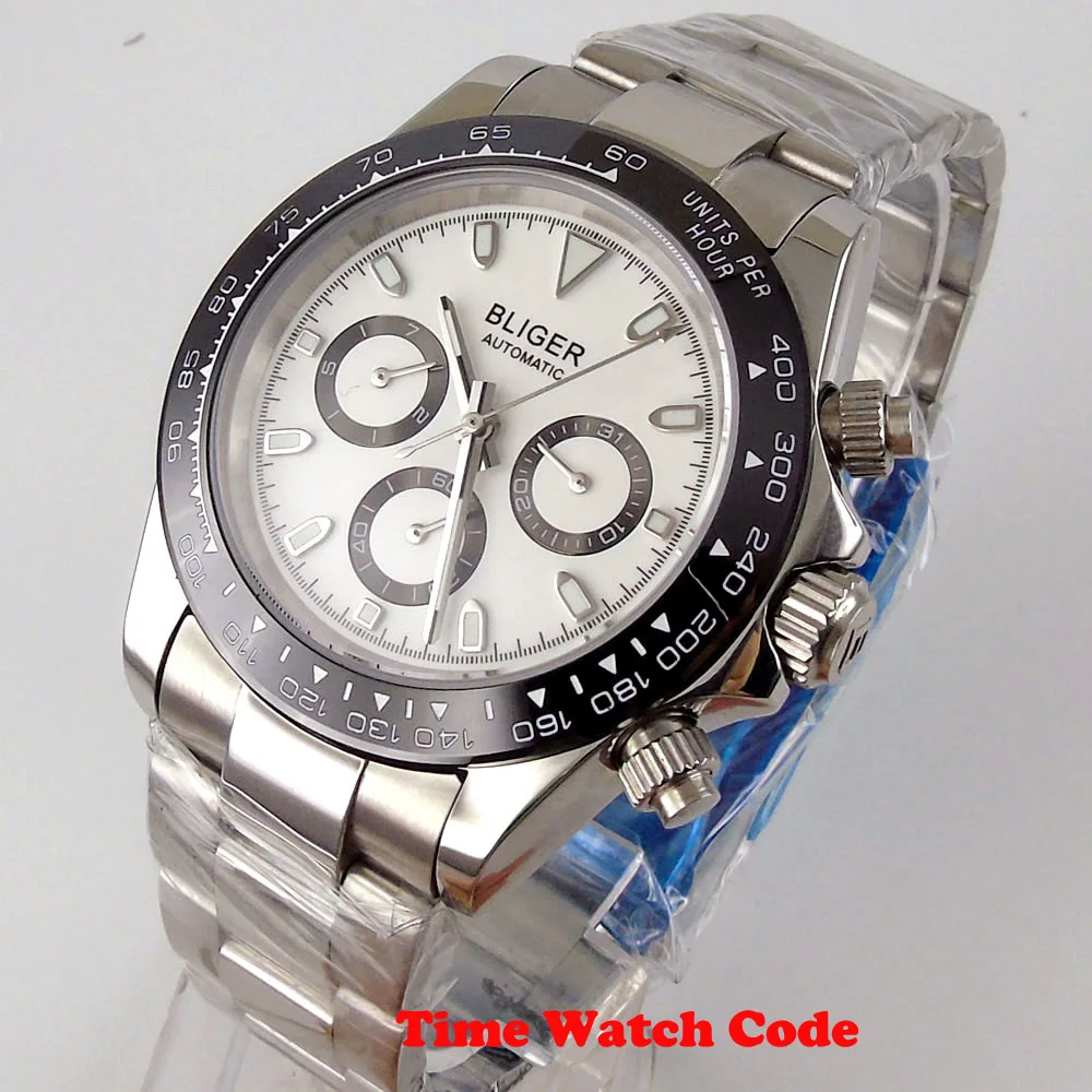 40 мм Bliger многофункциональные автоматические наручные часы для мужчин