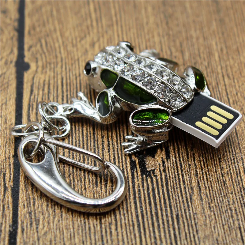 USB флеш накопитель TEXT ME в виде лягушки с зелеными кристаллами Usb 2 0 4 ГБ 8 16 32 ГБ|USB