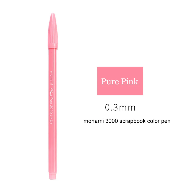 Pure Pink Корейская ручка для рисования Monami с 3000 фломастером, 0,3 мм, водостойкая ручка, ручка для скрапбукинга, цветная ручка с чернилами, милые стационарные каваи - Цвет: Pure Pink