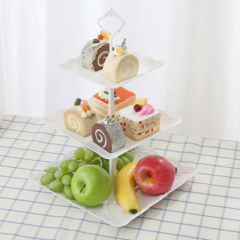 

Wedding Birthday Party Decoration Three-tier Birthday Cake Stand Fruit Plate Multi-layer Children's Tableware Dessert Plate Wave