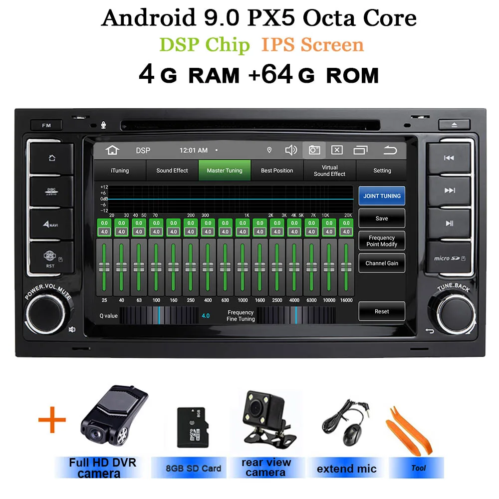 64G Автомагнитола для VW Volkswagen Touareg T5 Transporter Multivan, Android 9,0 автомобильный dvd-плеер gps стерео радио ips DSP чип - Цвет: DSP IPS PX5 4G CAM