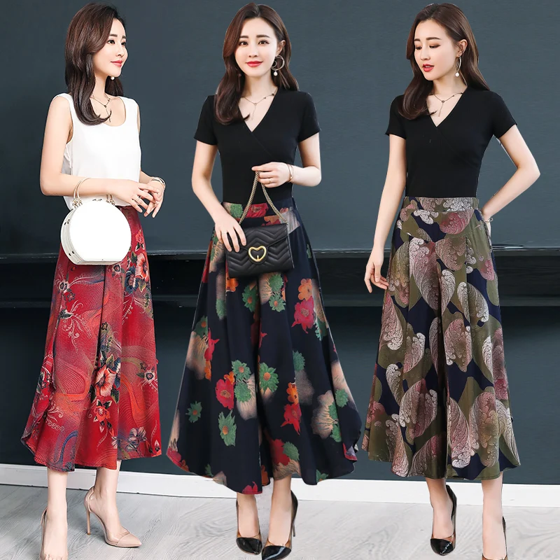 Лето 2020 детские повседневные штаны шаровары с пышной юбкой высокой талией