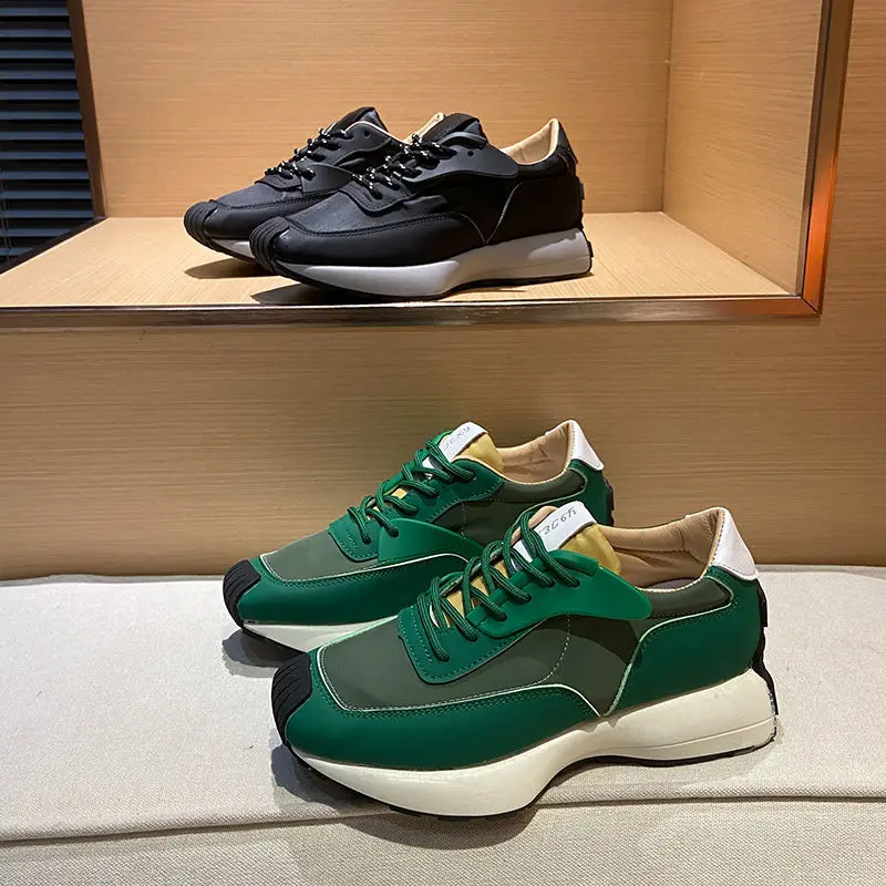 

Autumn Women's Vulcanized Shoes 2021 New Design Women Chunky Sneakers Green Color Sport Shoes Woman Trendy Female Casual Shoes
